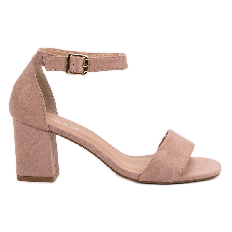 Suede Sandals On A VINCEZA Bar pink