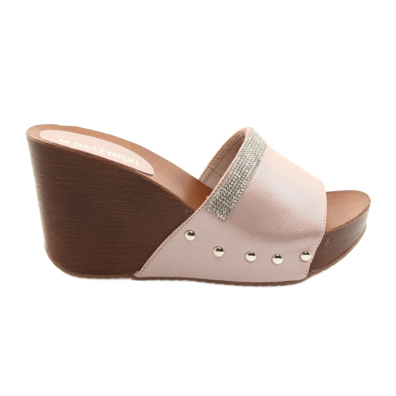 M.Daszyński Daszyński AM43 wedge slippers with cubic zirconia pink
