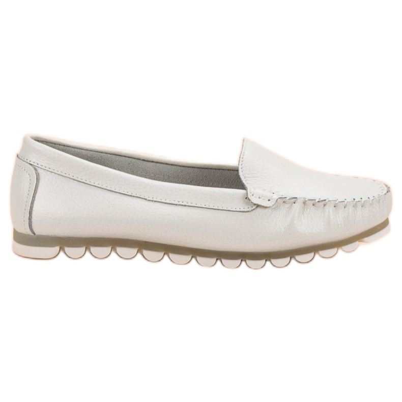 Filippo Light gray leather loafers white