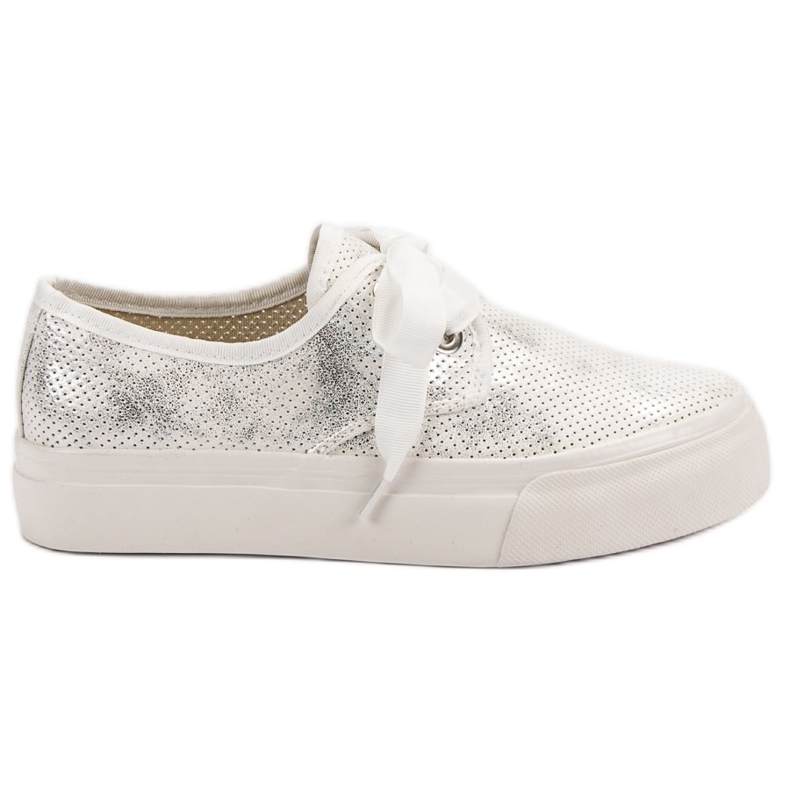 Kylie Sneakers Tied With A Ribbon white grey Kylie Sneakers Tied With A Ribbon white grey