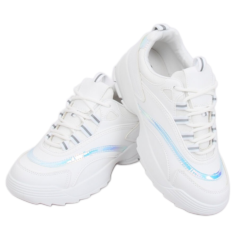 White BO-62 White holographic sports shoes