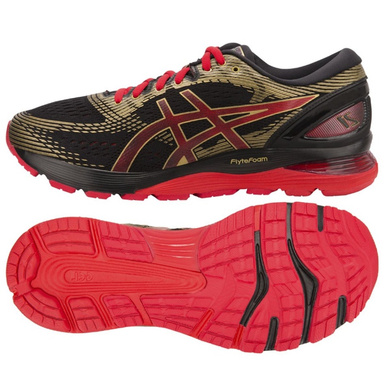 Running shoes Asics Gel Nimbus 21 M 1011A257-001 black red yellow