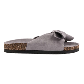 VINCEZA Slippers With Bow grey