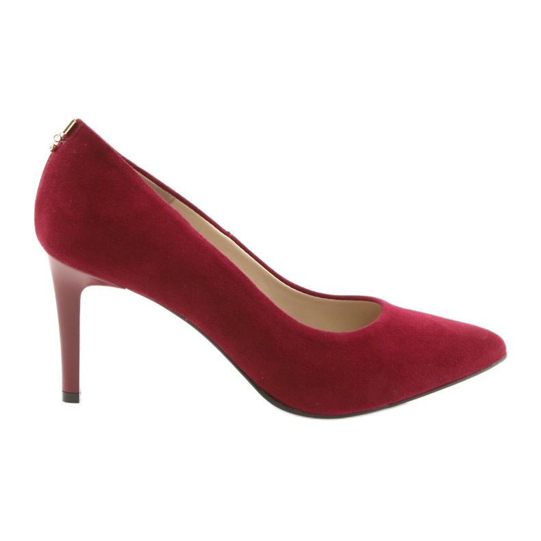 Red women's pumps SALA 7064 with decoration