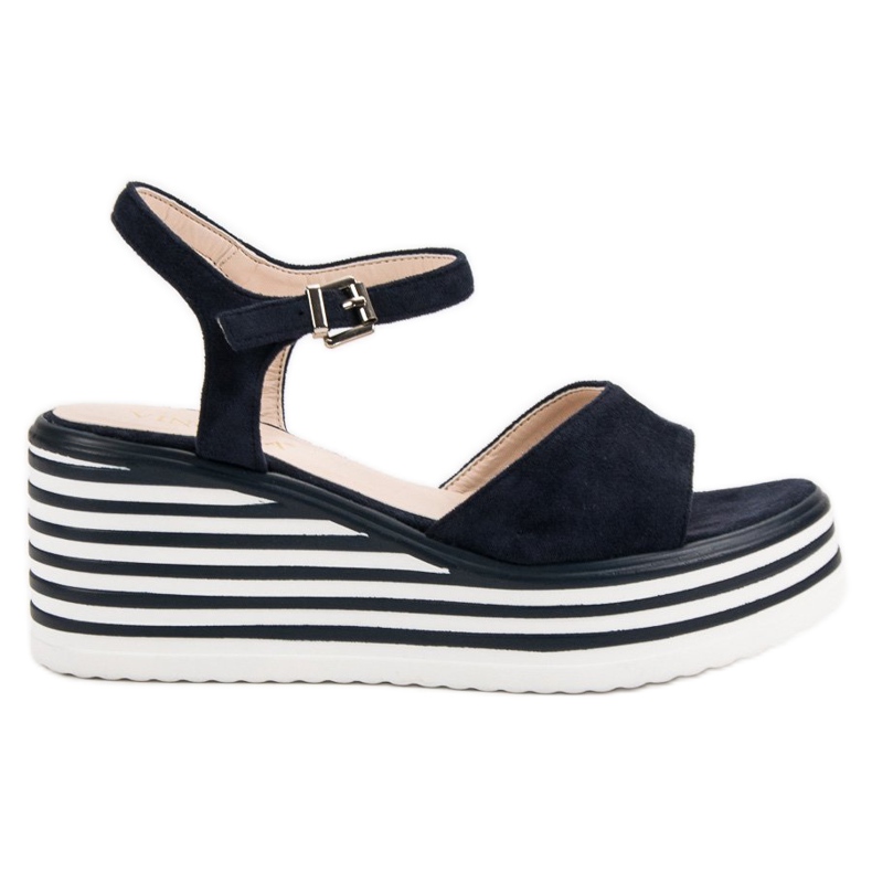 Vinceza Comfortable wedge sandals blue navy blue Vinceza Comfortable wedge sandals blue navy blue