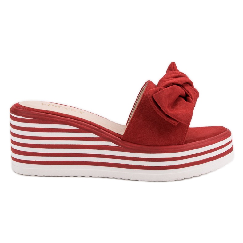 Red VINCEZA wedge slippers