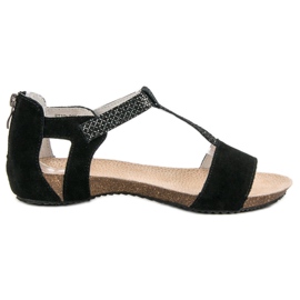 VINCEZA leather sandals black VINCEZA leather sandals black