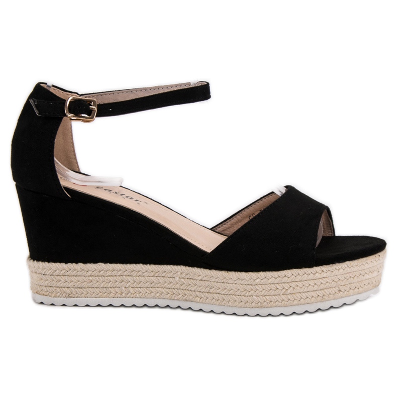Seastar Black Wedge Sandals