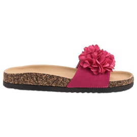 VINCEZA slippers with flowers pink