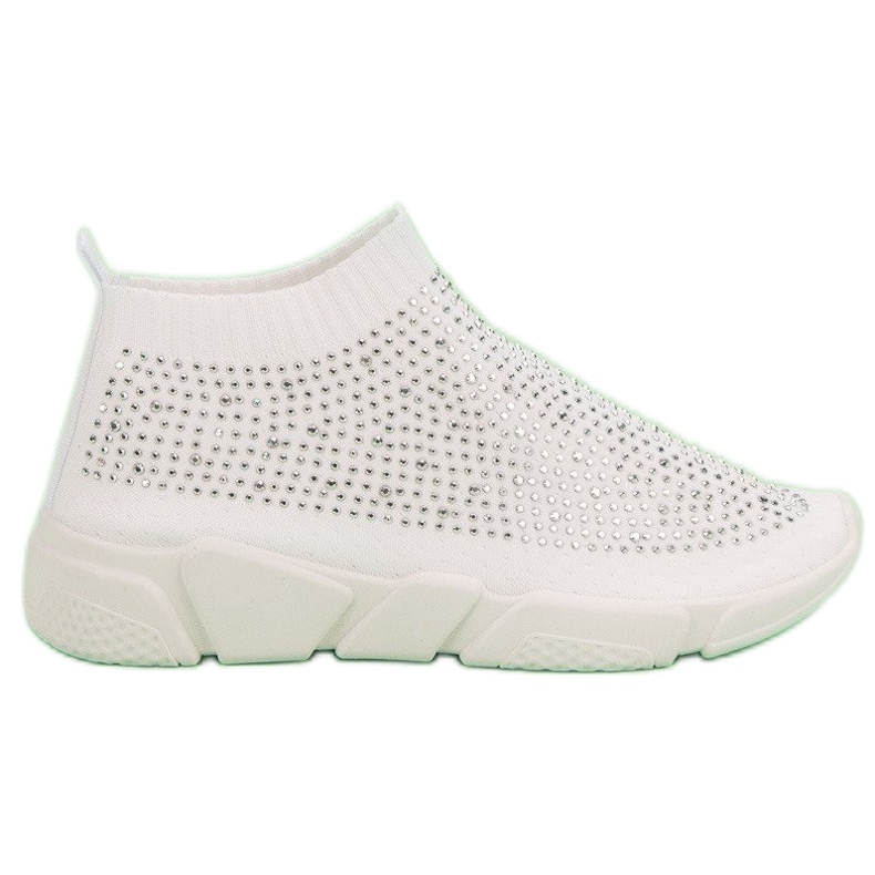 Textile Sport Shoes With Crystals white Textile Sport Shoes With Crystals white