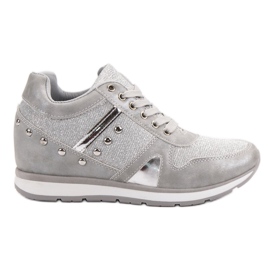 Cm Paris Silver Sneakers With Rhinestones grey