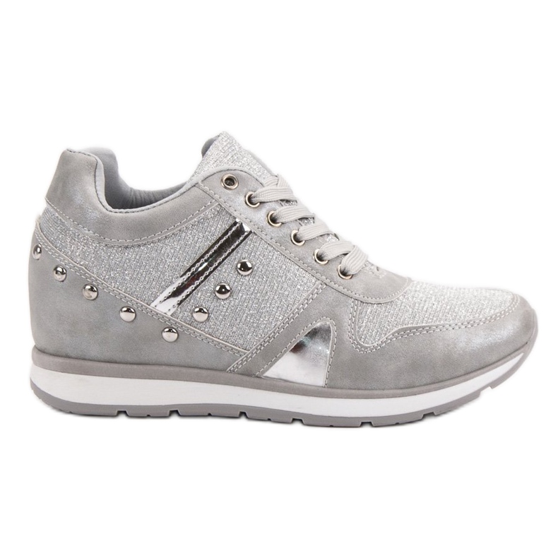 Cm Paris Silver Sneakers With Rhinestones grey