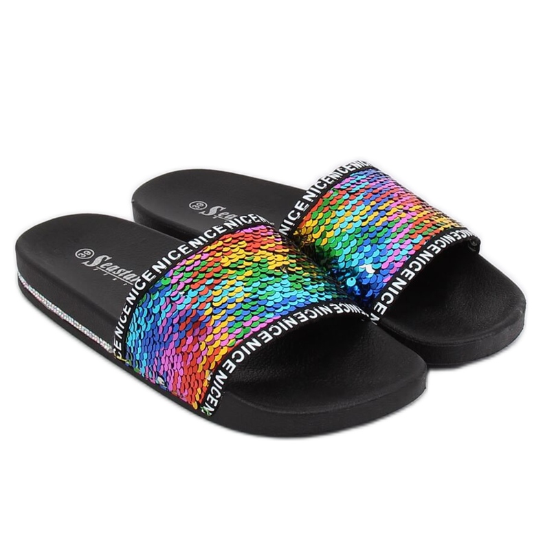 Multicolored BG50 Mix Color sequin slippers