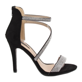 Black sandals on a high heel C-28 Black