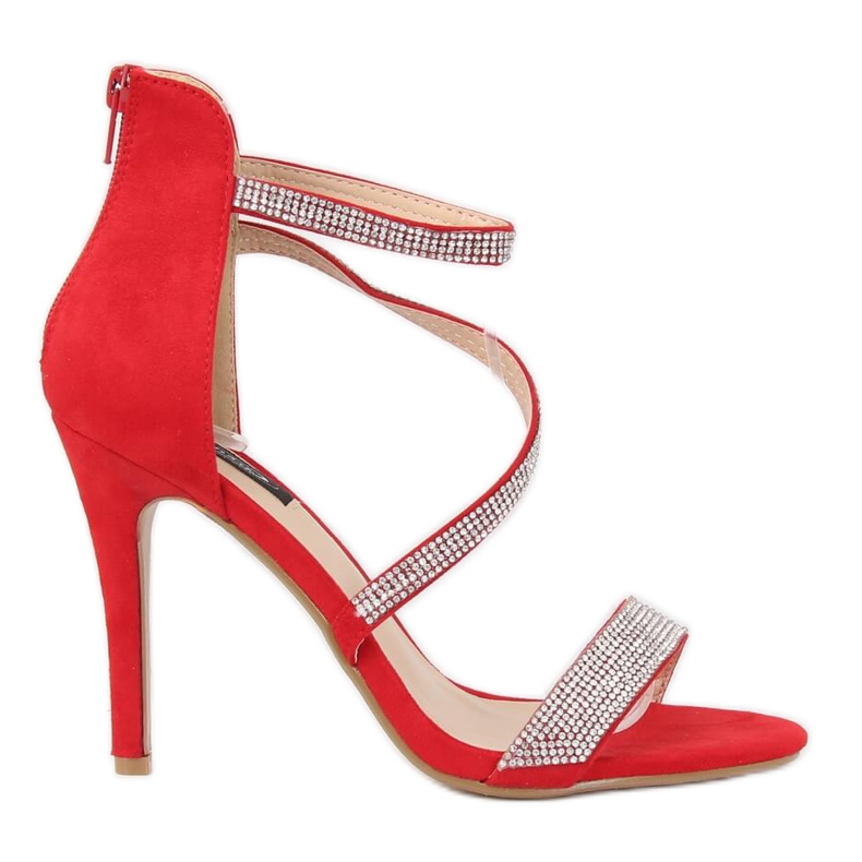 Red sandals on a high heel C-28 Red