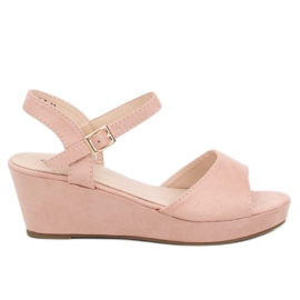 Pink sandals on a low wedge heel pink K-7 Pink