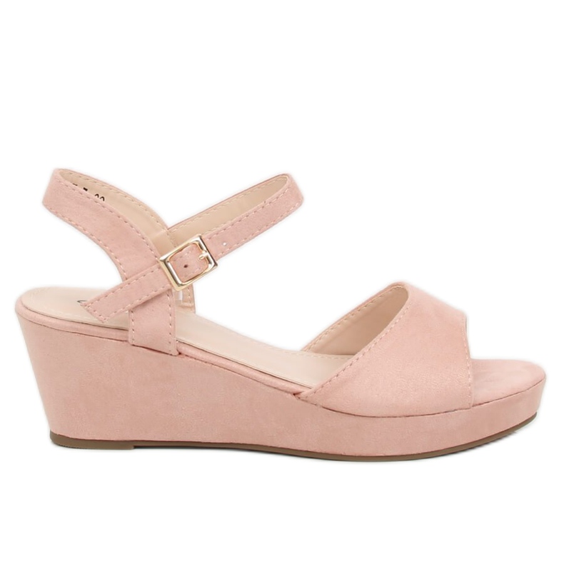 Pink sandals on a low wedge heel pink K-7 Pink