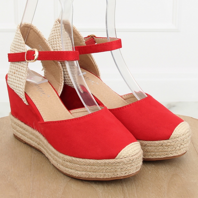 Espadrilles on red wedges T331P Red II-GAT