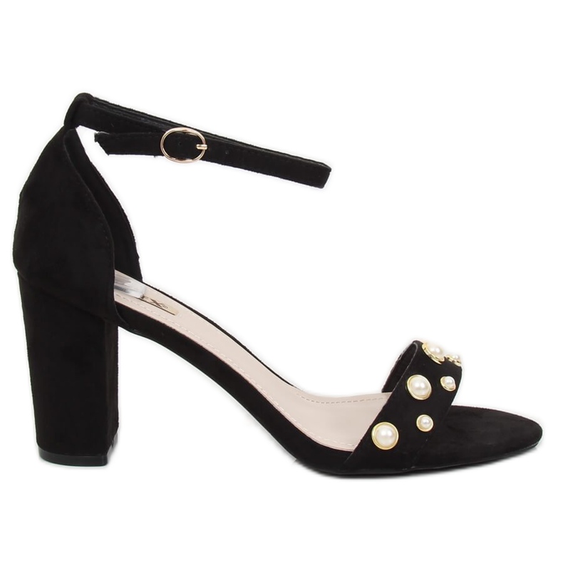Sandals on the post with black pearls GH1519 Black