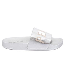 Silver metallic slippers WL169 Silver grey
