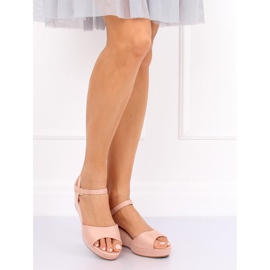 Sandals on a low wedge heel pink K-7 Pink II-GAT