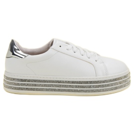 Sports shoes with crystals white