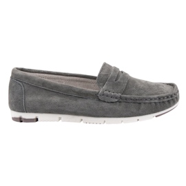 Filippo Gray Leather Loafers grey