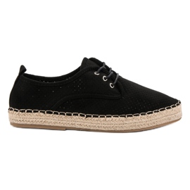 Ideal Shoes Lace-up Espadrilles black