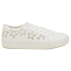 J. Star Openwork Sneakers With Stars white