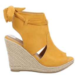 Yellow Espadrilles on wedges yellow LM-023 Yellow