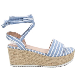 Blue canvas sandals GG-68P LT.BLUE white