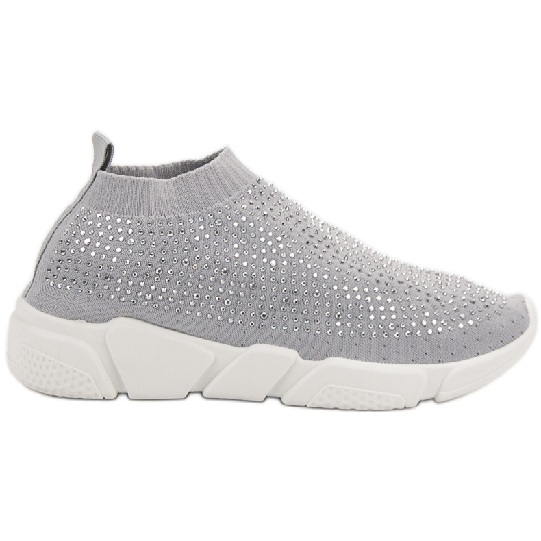Textile Sport Shoes With Crystals grey Textile Sport Shoes With Crystals grey