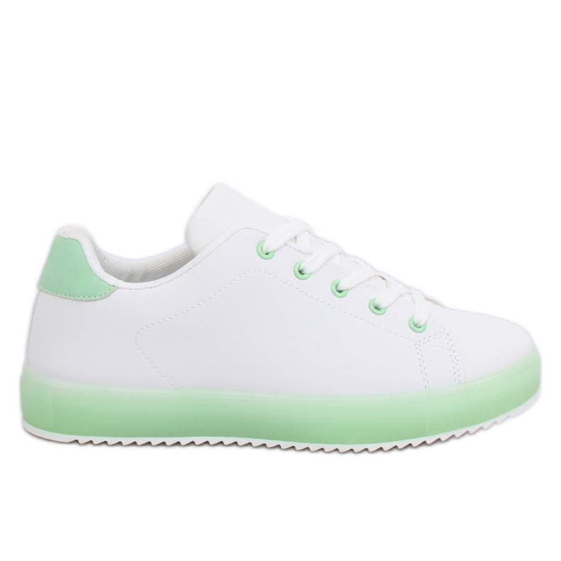 Women's white and green sneakers 9118 Green