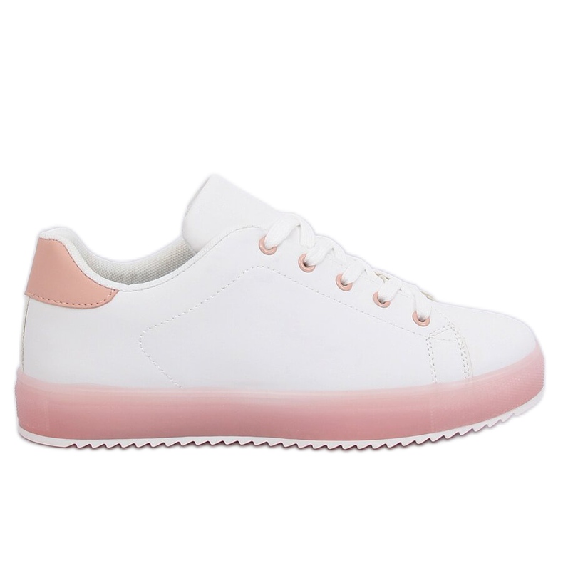 Women's white and pink sneakers 9118 Pink