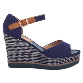 Wedge sandals 9079 Blue navy blue