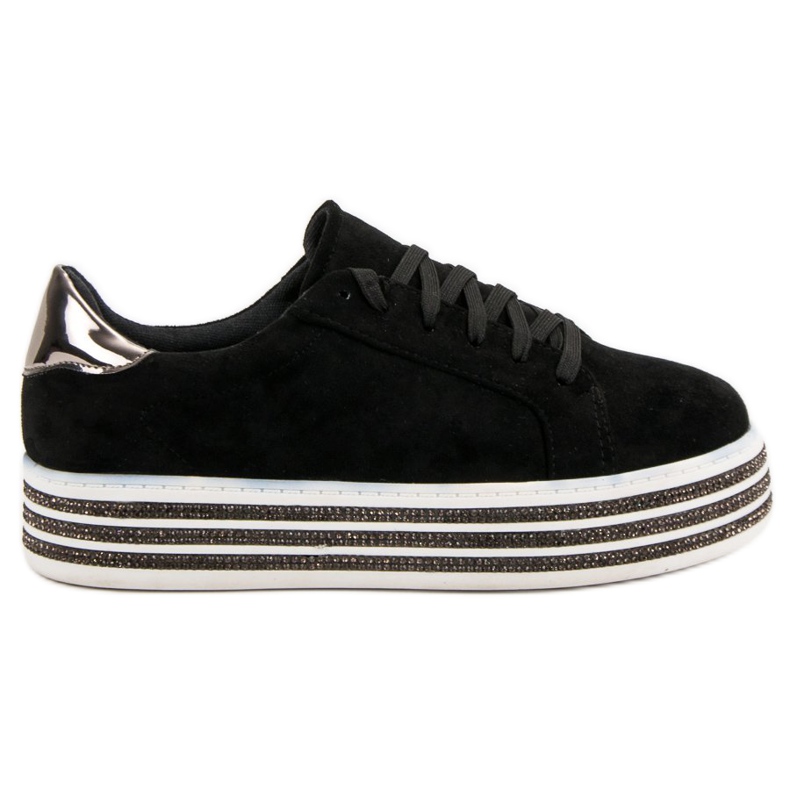 Suede Creepers With Crystals black