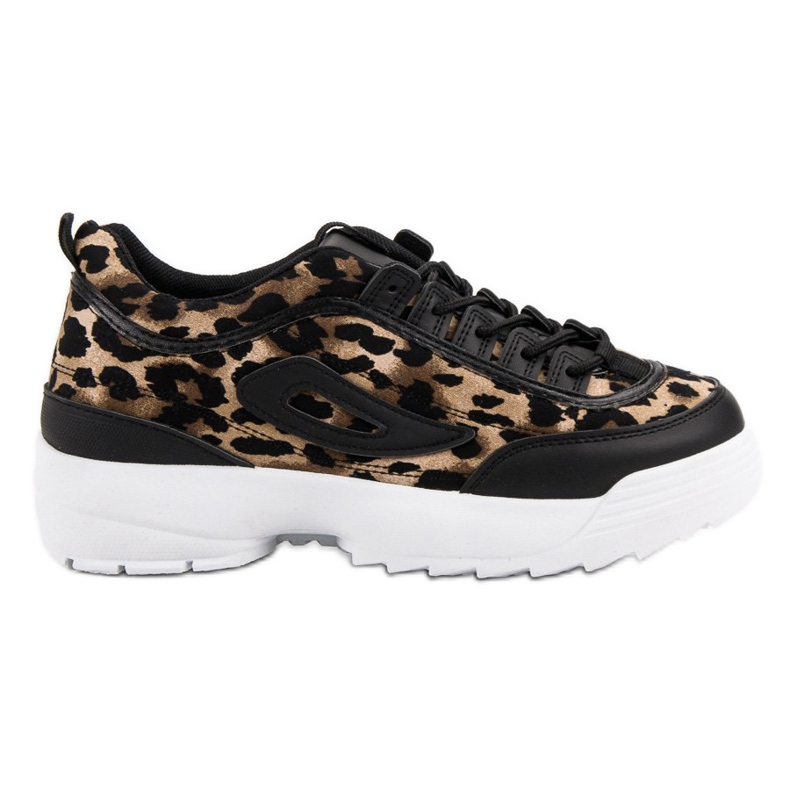 Animal Print Black Sneakers brown