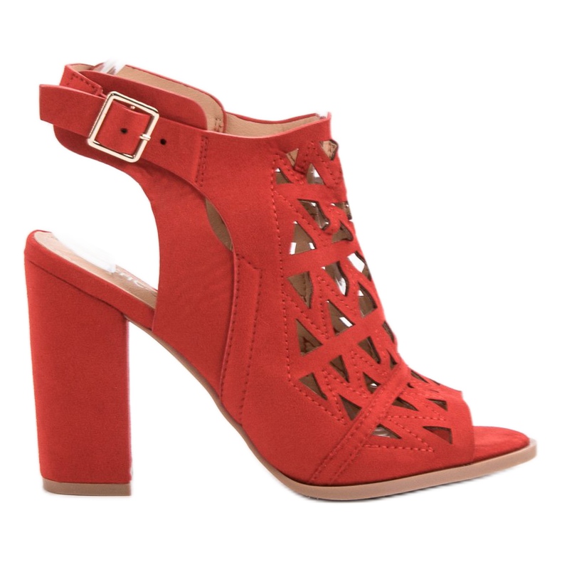 Chc Shoes Openwork Built Sandals red