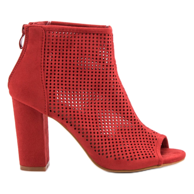 Nio Nio Openwork Open Toe Boots red
