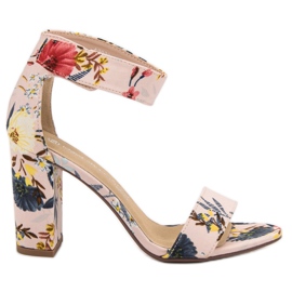 Ideal Shoes Sandals In Flowers multicolored pink