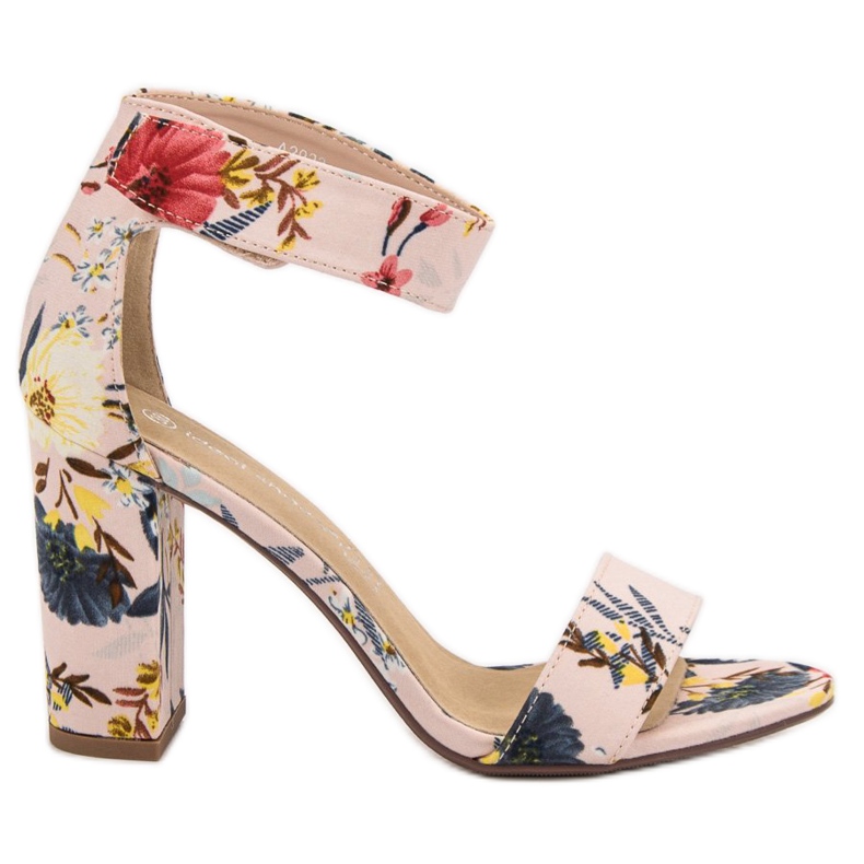 Ideal Shoes Sandals In Flowers multicolored pink