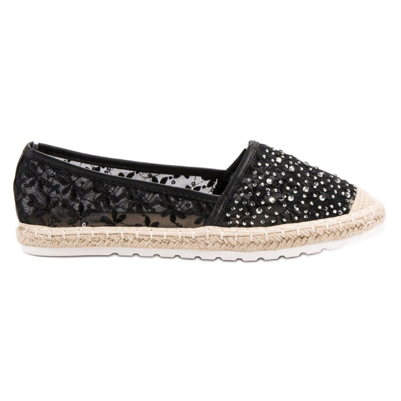 Ideal Shoes Espadrilles With Crystals black