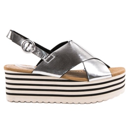 Corina Silver Wedge Sandals grey