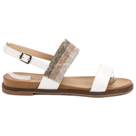Sandals With VINCEZA Crystals white