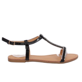 Sandals with black cubic zirconias SY644 Black Sandals with black cubic zirconias SY644 Black