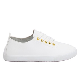 White women's sneakers WD009 WHITE / YELLOW White women's sneakers WD009 WHITE / YELLOW