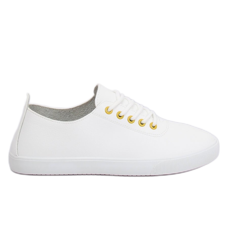 White women's sneakers WD009 WHITE / YELLOW