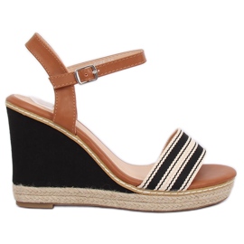 Black sandals on a wedge heel 9068 Black brown Black sandals on a wedge heel 9068 Black brown