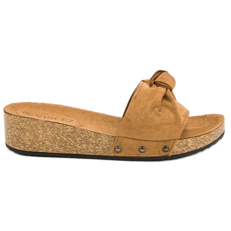 VINCEZA suede slippers brown