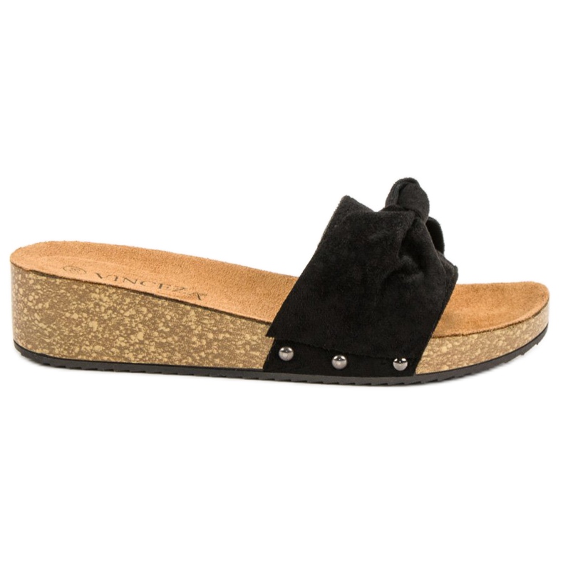 VINCEZA suede slippers black VINCEZA suede slippers black